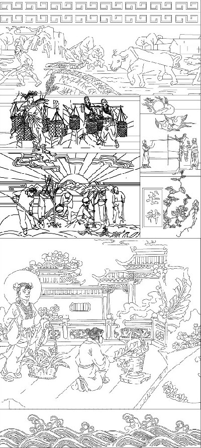 芒種浮雕雕塑原創(chuàng)手繪設(shè)計稿