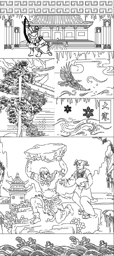 大寒浮雕雕塑原創(chuàng)手繪設(shè)計稿