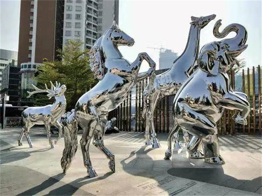 廣場(chǎng)鏡面動(dòng)物不銹鋼雕塑定制